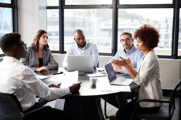 Meeting in an office