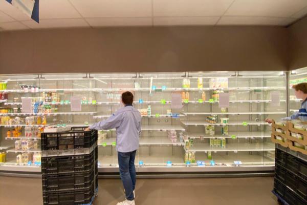 empty shelves in a store